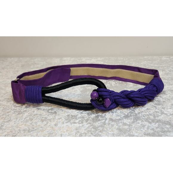 Vintage Carolyn Tanner Design Purple & Black Braided Belt-Size Small - Picture 1 of 9